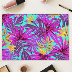 Tropical Greens Pink Leaves Cosmetic Bag (xxl)