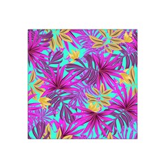 Tropical Greens Pink Leaves Satin Bandana Scarf