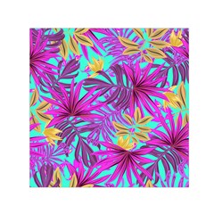 Tropical Greens Pink Leaves Small Satin Scarf (square)