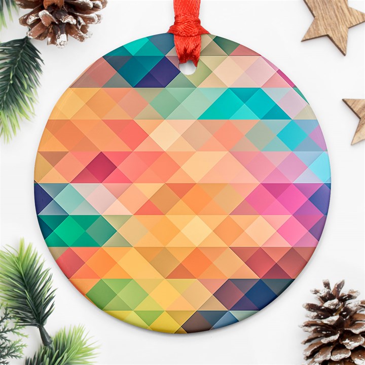 Texture Triangle Round Ornament (Two Sides)