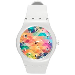 Texture Triangle Round Plastic Sport Watch (m)