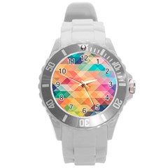 Texture Triangle Round Plastic Sport Watch (l)