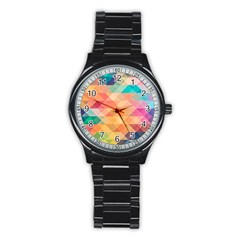 Texture Triangle Stainless Steel Round Watch