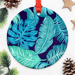 Tropical Greens Leaves Banana Ornament (round) by HermanTelo