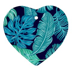 Tropical Greens Leaves Banana Ornament (heart) by HermanTelo