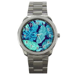 Tropical Greens Leaves Banana Sport Metal Watch