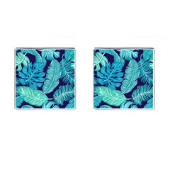 Tropical Greens Leaves Banana Cufflinks (square)