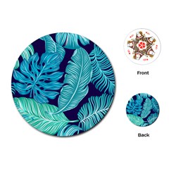 Tropical Greens Leaves Banana Playing Cards (round)