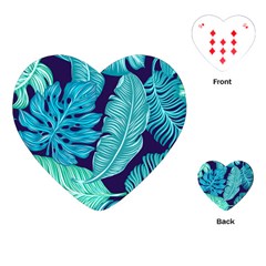 Tropical Greens Leaves Banana Playing Cards (heart)