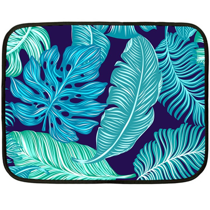 Tropical Greens Leaves Banana Double Sided Fleece Blanket (Mini) 