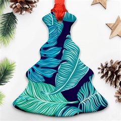 Tropical Greens Leaves Banana Christmas Tree Ornament (two Sides)