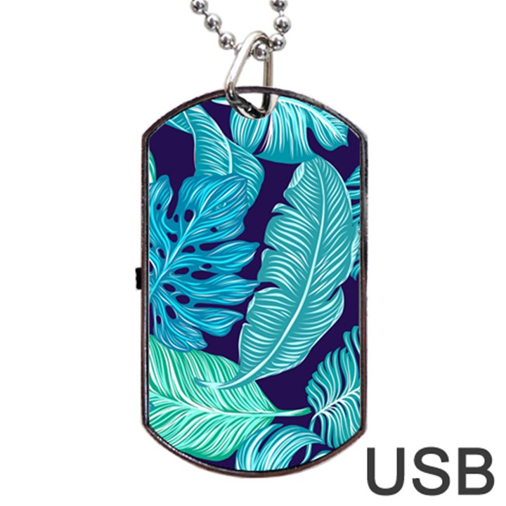 Tropical Greens Leaves Banana Dog Tag USB Flash (Two Sides)