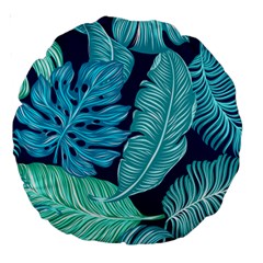 Tropical Greens Leaves Banana Large 18  Premium Round Cushions by HermanTelo