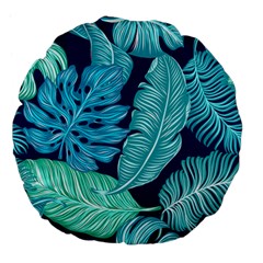 Tropical Greens Leaves Banana Large 18  Premium Flano Round Cushions