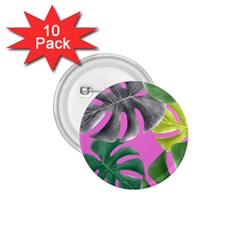 Tropical Greens Pink Leaf 1 75  Buttons (10 Pack) by HermanTelo