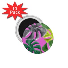 Tropical Greens Pink Leaf 1 75  Magnets (10 Pack)  by HermanTelo