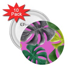 Tropical Greens Pink Leaf 2 25  Buttons (10 Pack) 