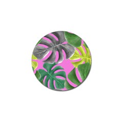 Tropical Greens Pink Leaf Golf Ball Marker by HermanTelo