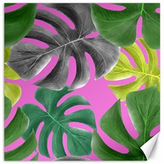 Tropical Greens Pink Leaf Canvas 12  X 12  by HermanTelo