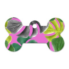 Tropical Greens Pink Leaf Dog Tag Bone (one Side) by HermanTelo