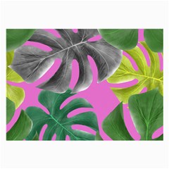 Tropical Greens Pink Leaf Large Glasses Cloth