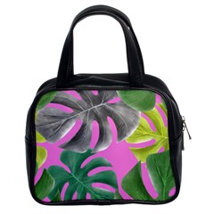 Tropical Greens Pink Leaf Classic Handbag (two Sides) by HermanTelo