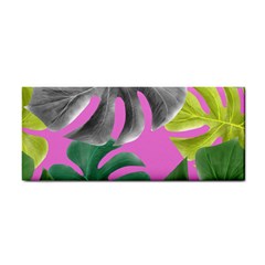 Tropical Greens Pink Leaf Hand Towel by HermanTelo