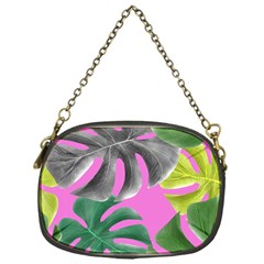 Tropical Greens Pink Leaf Chain Purse (one Side)