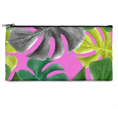 Tropical Greens Pink Leaf Pencil Cases