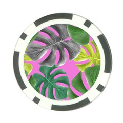 Tropical Greens Pink Leaf Poker Chip Card Guard (10 Pack)