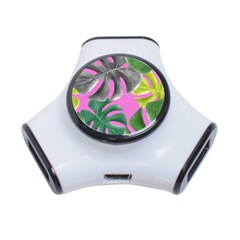 Tropical Greens Pink Leaf 3-port Usb Hub by HermanTelo