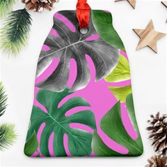 Tropical Greens Pink Leaf Bell Ornament (two Sides)