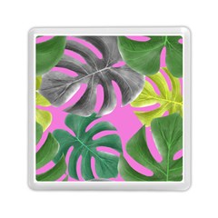 Tropical Greens Pink Leaf Memory Card Reader (square)