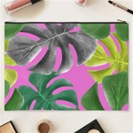 Tropical Greens Pink Leaf Cosmetic Bag (XXXL) Back