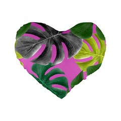 Tropical Greens Pink Leaf Standard 16  Premium Heart Shape Cushions