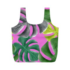 Tropical Greens Pink Leaf Full Print Recycle Bag (m)