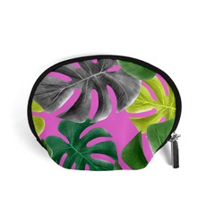 Tropical Greens Pink Leaf Accessory Pouch (small)