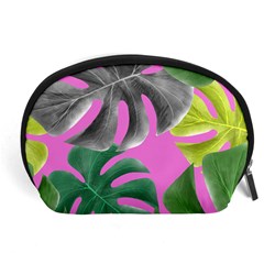 Tropical Greens Pink Leaf Accessory Pouch (large)