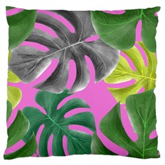 Tropical Greens Pink Leaf Standard Flano Cushion Case (two Sides) by HermanTelo