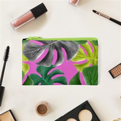 Tropical Greens Pink Leaf Cosmetic Bag (xs)