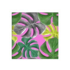 Tropical Greens Pink Leaf Satin Bandana Scarf