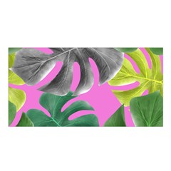 Tropical Greens Pink Leaf Satin Shawl