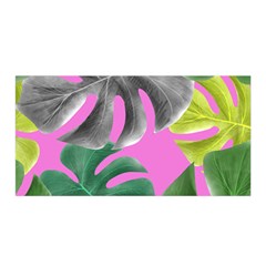 Tropical Greens Pink Leaf Satin Wrap