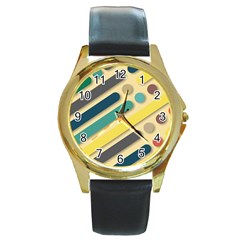 Vintage Desktop Color Round Gold Metal Watch by HermanTelo