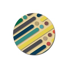 Vintage Desktop Color Rubber Round Coaster (4 Pack)  by HermanTelo