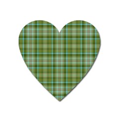 Vintage Green Plaid Heart Magnet by HermanTelo