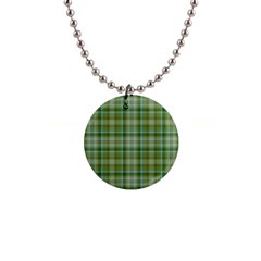 Vintage Green Plaid 1  Button Necklace