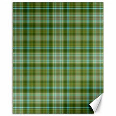 Vintage Green Plaid Canvas 11  X 14  by HermanTelo