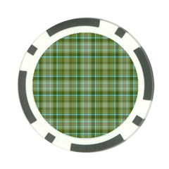 Vintage Green Plaid Poker Chip Card Guard