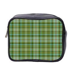 Vintage Green Plaid Mini Toiletries Bag (two Sides) by HermanTelo